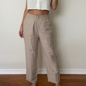 Zara High Waist Tan Trouser Pant